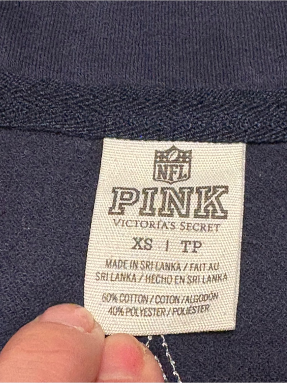 Victoria's Secret PINK Dallas Cowboys Women’s XS Navy Pullover Half-Zip - Picture 6 of 12